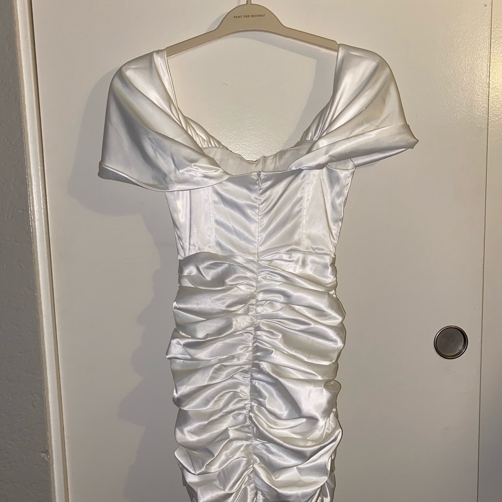Ivory Off the Shoulder Ruched Mini Dress - Picture 4 of 4
